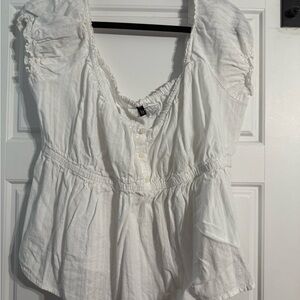 H&M Cream Ruffled Blouse